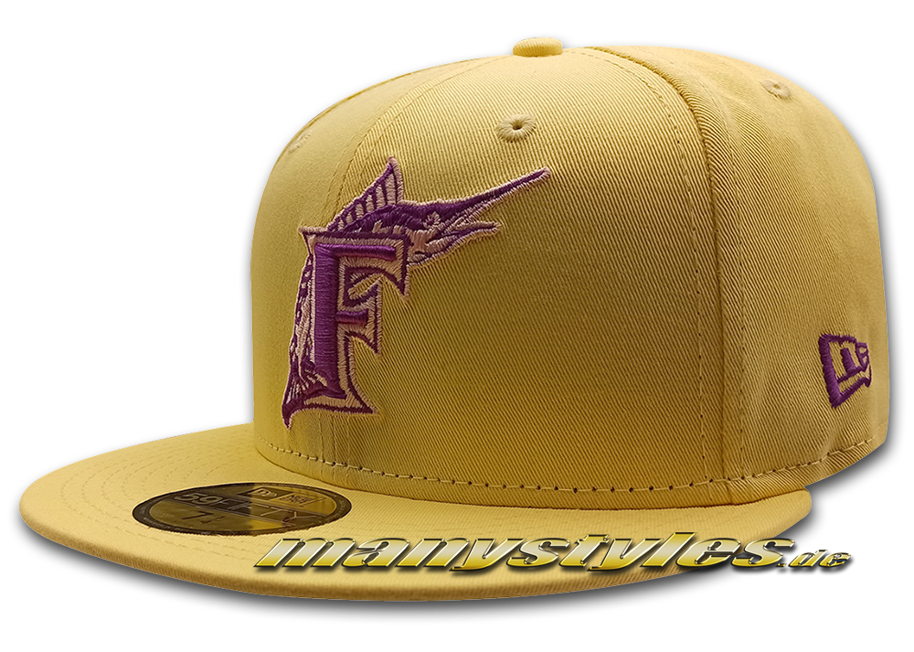 Florida Marlins MLB 59FIFTY manyStyles 1993 inaugual Pastell exclusive Miami Vice Colorway Lemon Fluff Pink von NewEraUndervisorPin