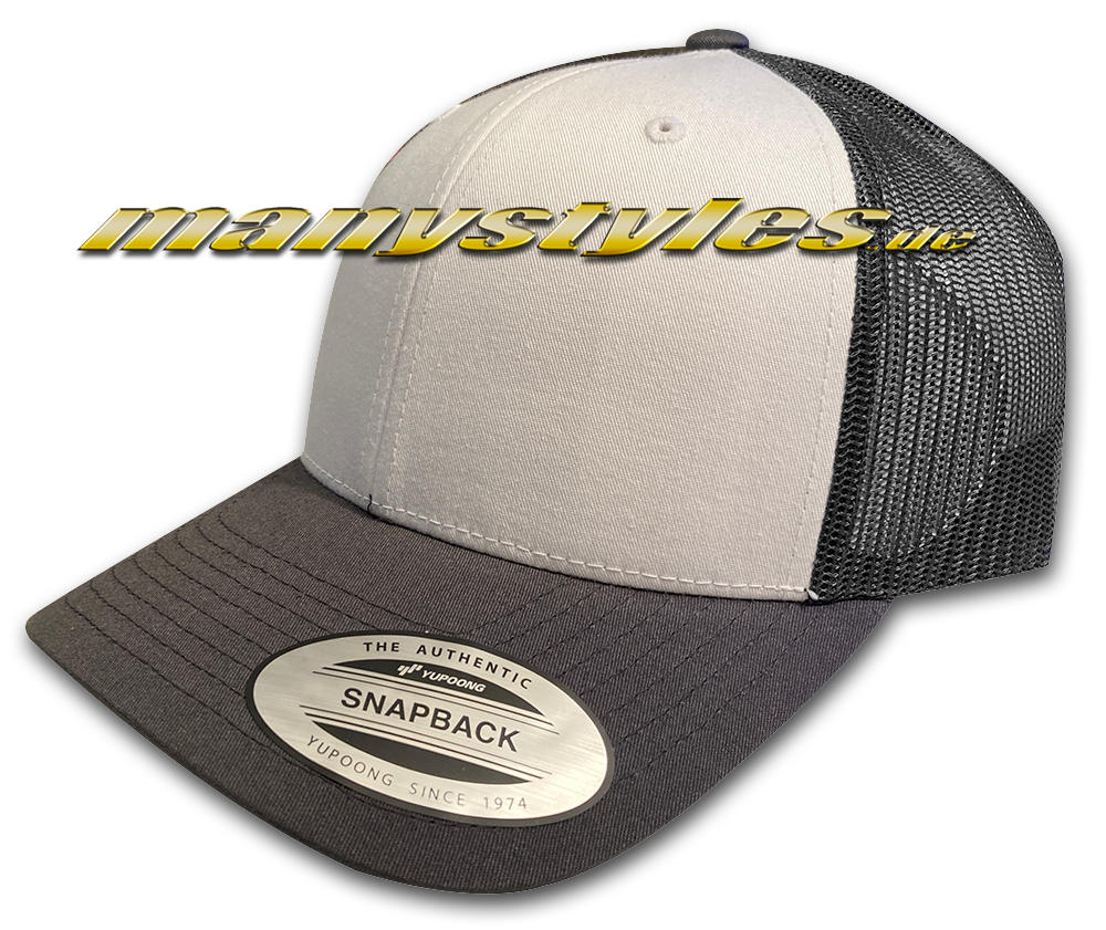 manystyles_de_yupoong_trucker_adjustable_curved_visor_blank_cap_graphite_white Blank Trucker Curved Visor Cap Graphite White von Yupong