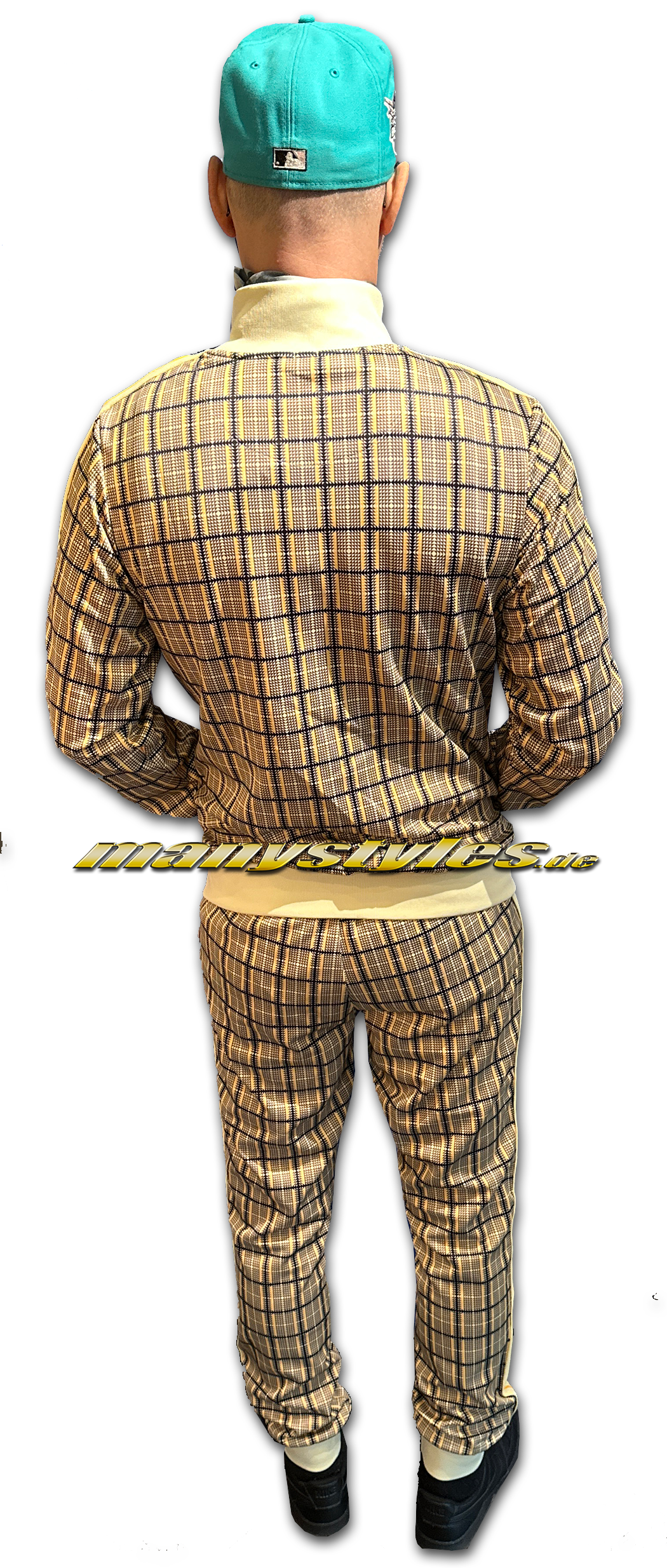 Lonsdale Track Suit Seabrook Yellow Brown Ecru Backview