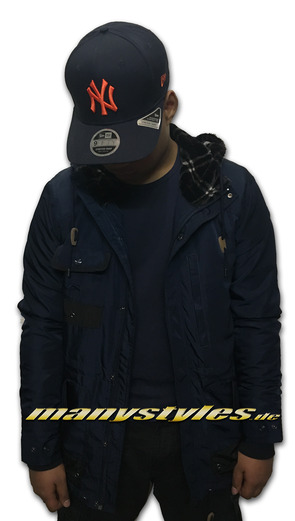 Mahagony Apparel Parka Jacket Navy Plaids