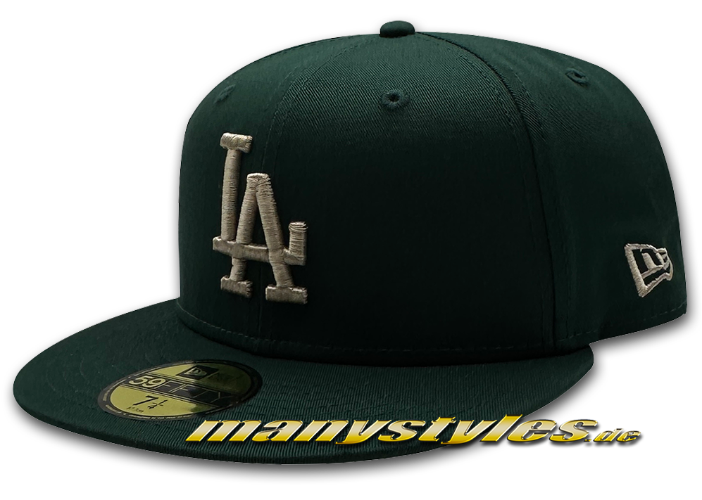 manystyles_new_era_la_dodgers_mlb_59fifty_league_essential_dark_green_stone LA Dodgers MLB 59FIFTY League Essential Cap Dark Green Stone von New Era