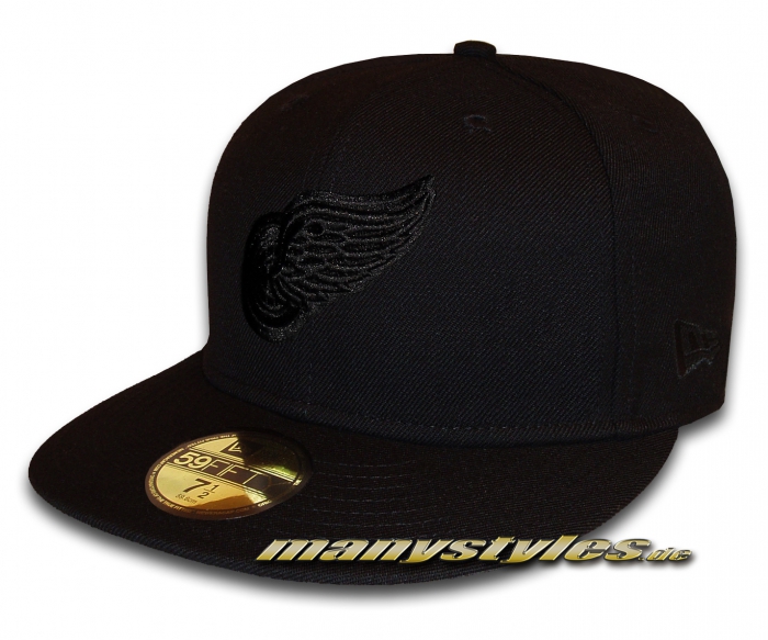 new_era_detroit_red_wings_nhl_black_on_black_cap Detroit Red Wings 59FIFTY NHL Black on Black Cap exclusive