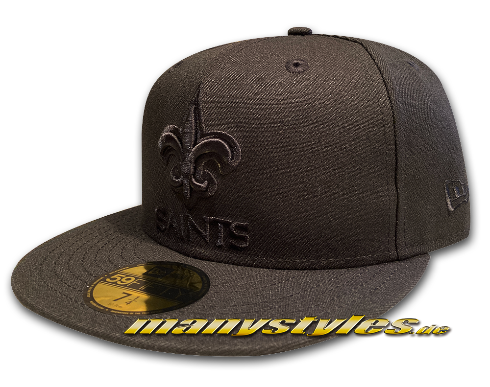 manystyles_de_new_orleans_saints_nfl_exclusive_black_on_black_new_era_599fifty_fitted_cap_black manyStyles New Orleans Saints NFL 59FIFTY exclusive Cap Black on Black von New Era Front