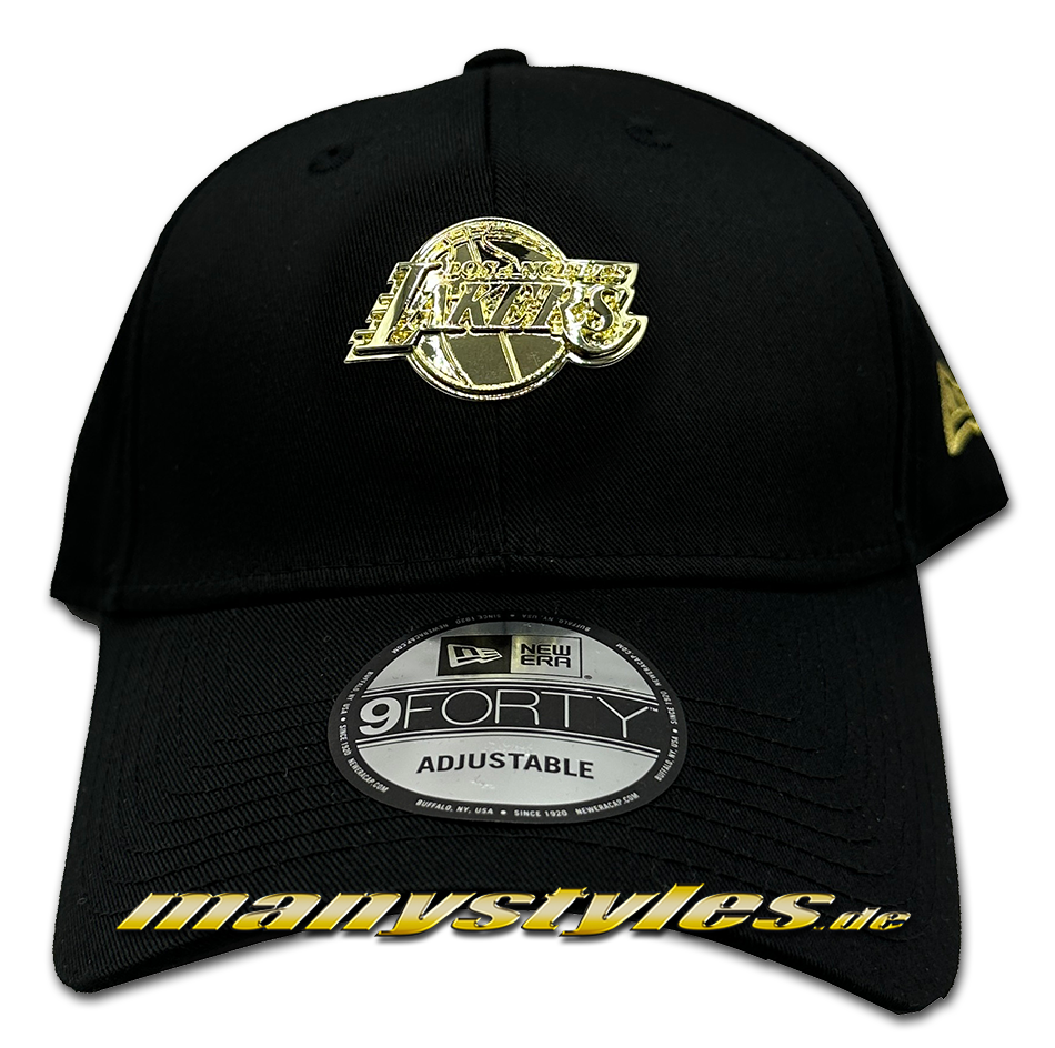 LA Lakers NBA 9FORTY Metallic Pin Adjustable Curved Visor Cap Black Gold von New Era Backview