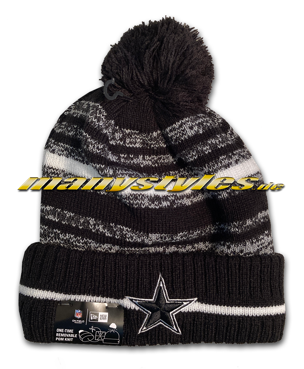 Dallas Cowboys NFL 2021 Sideline Beenie Sport Knit Black White von New Era