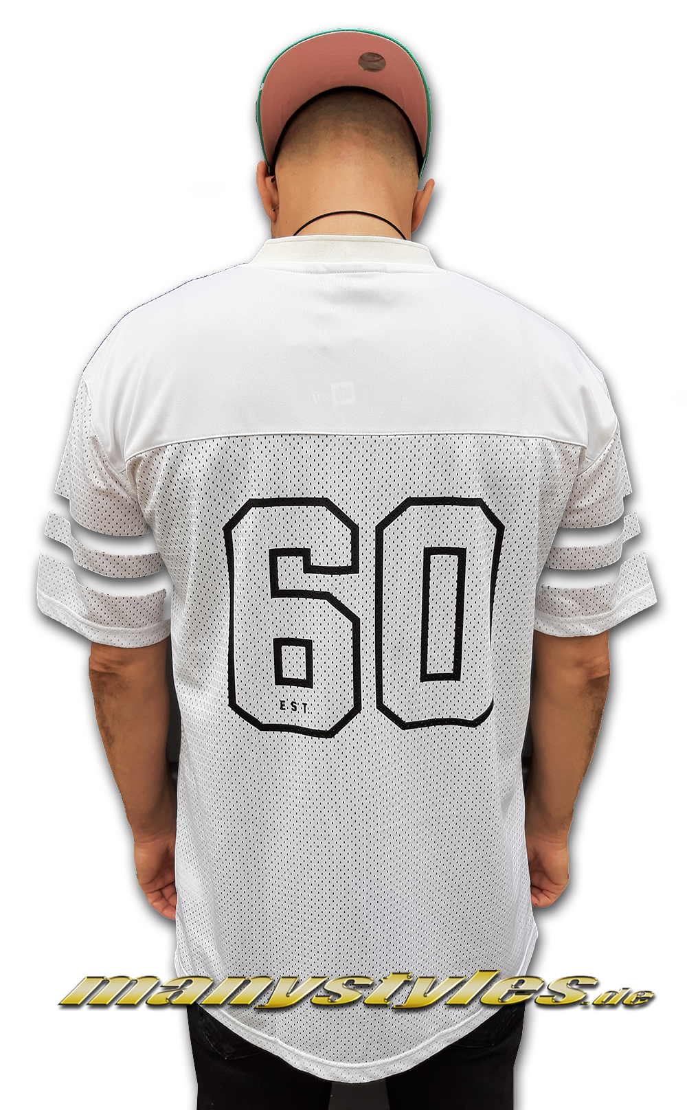 Las Vegas Raiders NFL Script Mesh Tee Jersey in White Black OTC von New Era Backview