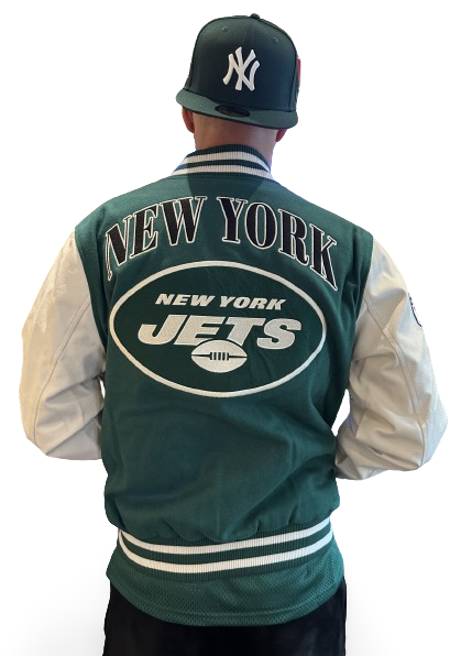 New York Jets NFL Varsity Jacket Green White OTC von New Era Backview