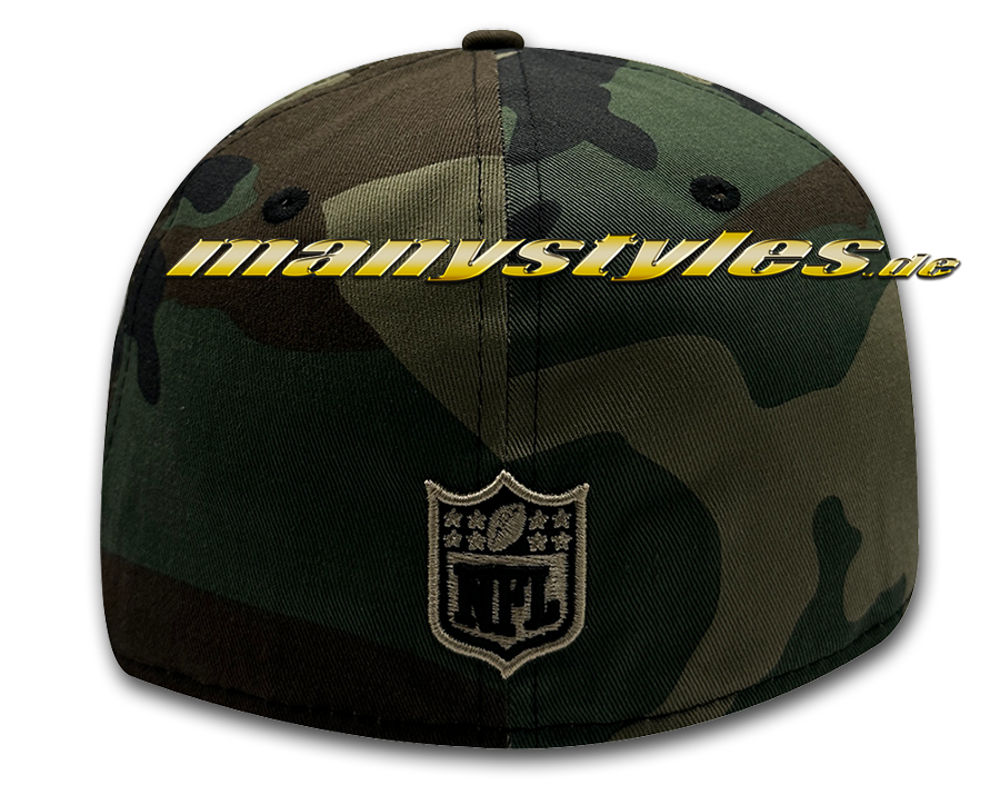 Las Vegas Raiders NFL 59FIFTY exclusive Cap Woodland camouflage Black von New Era Front Real Backview