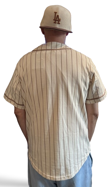 NE Pinstripe OS Pinstripe Jersey Off White Brown von New Era Backview