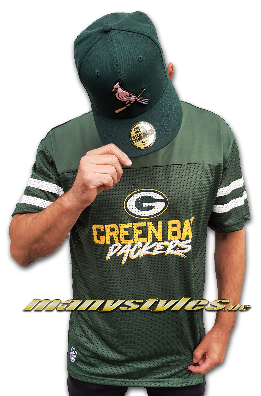 Greenbay Packers NFL Script Mesh Tee Jersey Green Yellow OTC Team Color von New Era