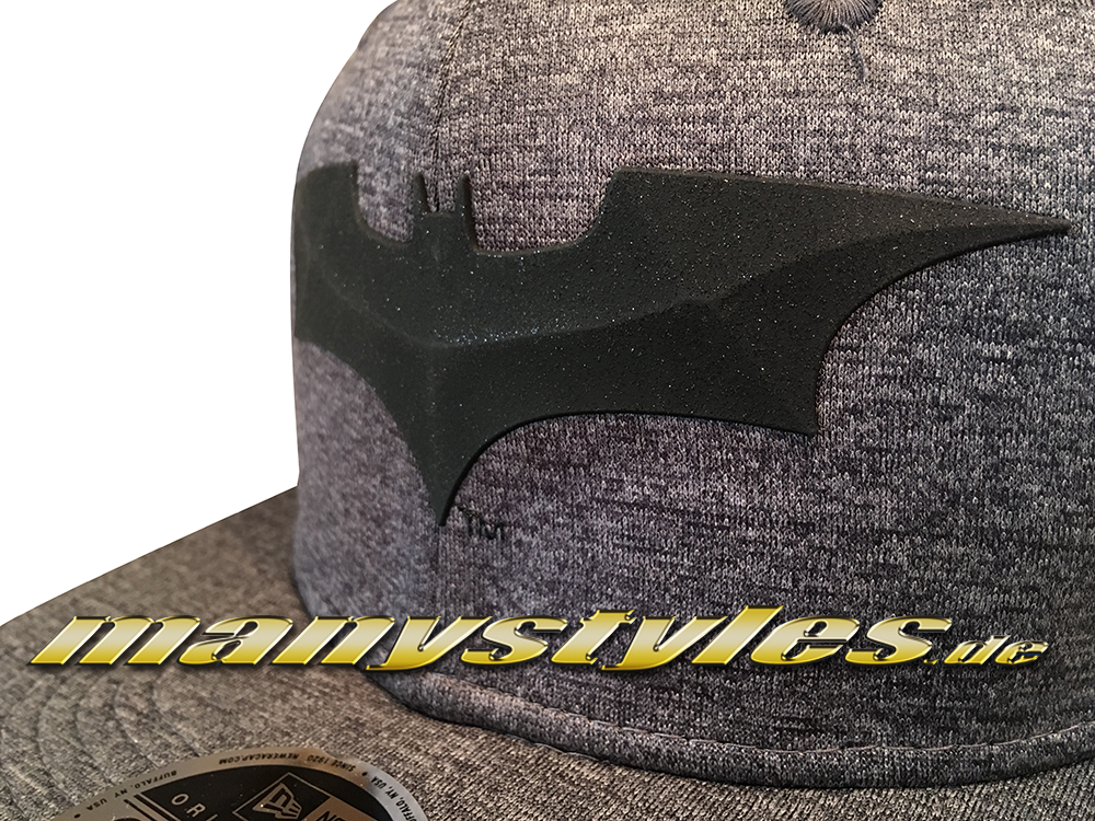 DC Comic Batman 9FIFTY Snapback Cap Concrete Jersey Graphite Heather Black von New Era slternate big front view logo in stein