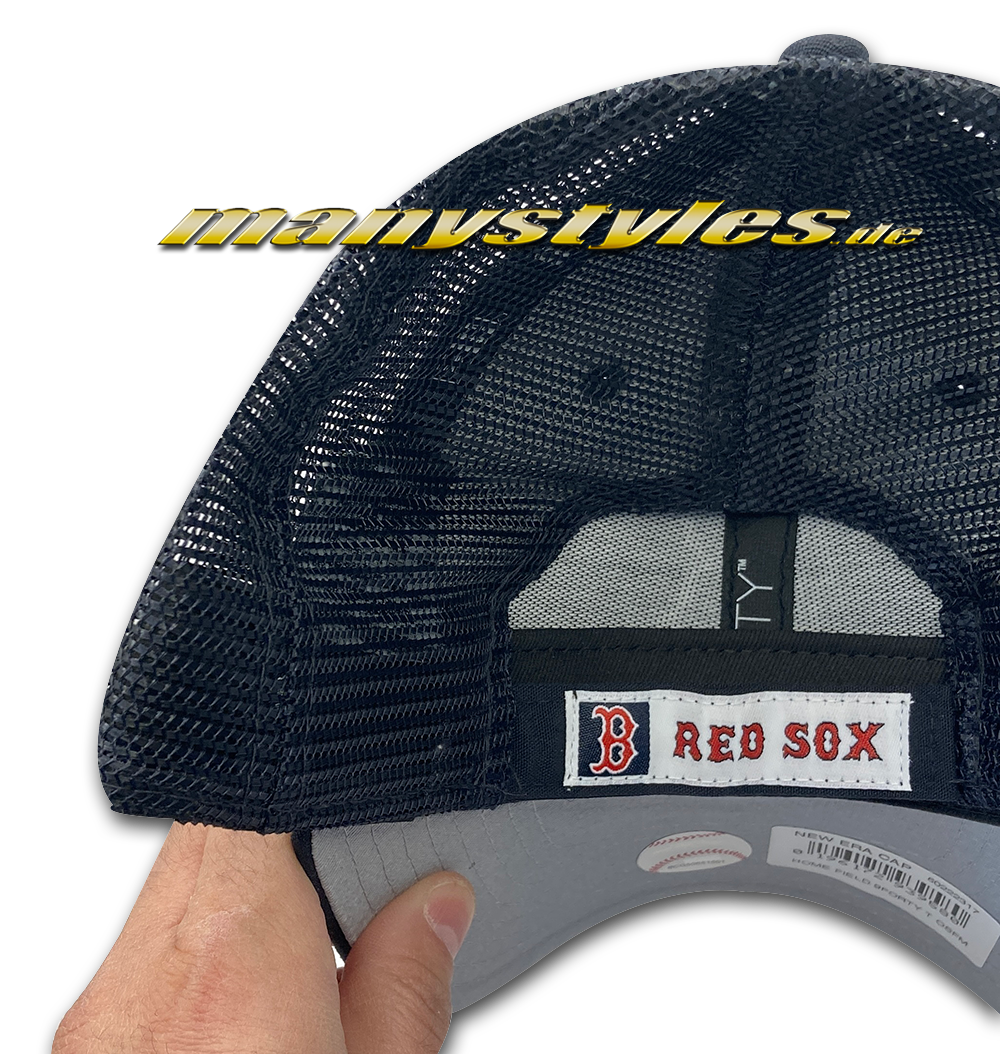 Boston Red Sox 9FORTY MLB Home Field Trucker Curved Visor Adjustable Cap in Navy White von New Era Backview Klettverschluss