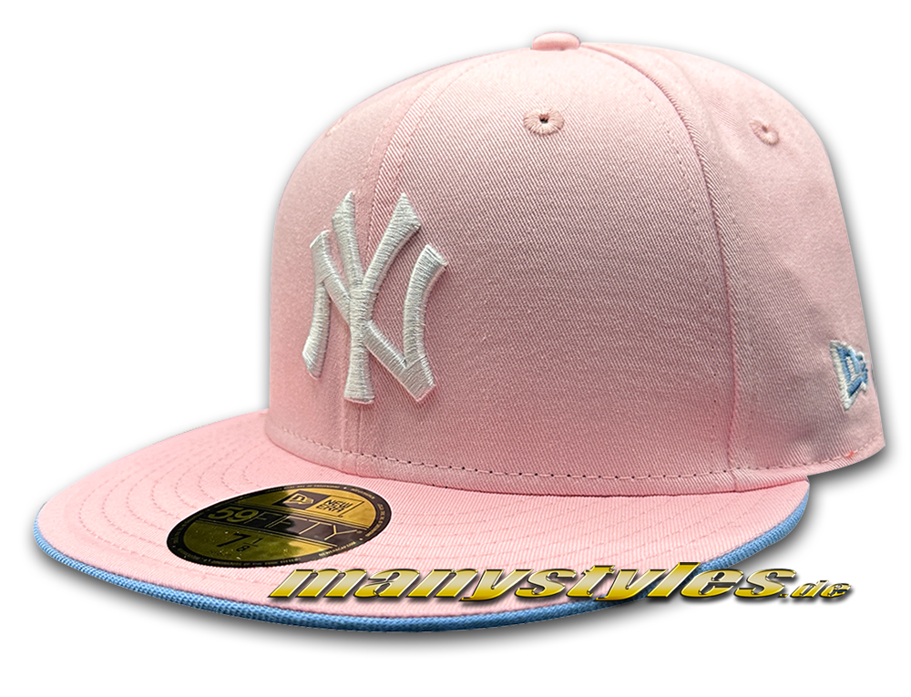 manystyles_exclusive_new_era_ny_yankees_mlb_hwc_59fifty_1998ws_world_series_baby_pink_sky_blue_white_front manystyles exclusive NY Yankees MLB 59FIFTY Fitted HWC Cooperstown1998 Worldseries Cap #exclusive# Baby Pink Sky Blue Caps von New Era Real Front