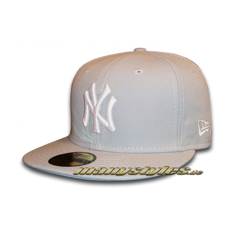 NY-YANKEES-New-Era-MLB-Basic-Cap-Grey-White-59FIFTY NY YANKEES MLB Basic Cap Grey White 59FIFTY Fitted von New Era