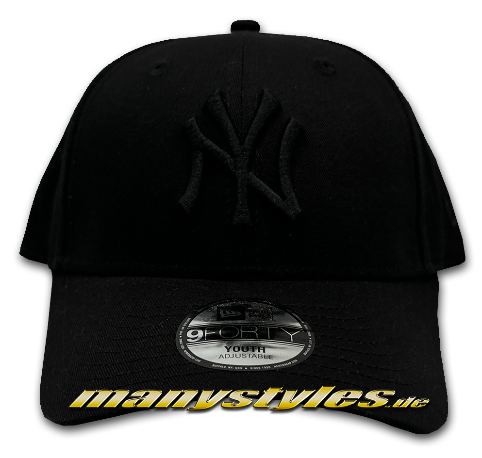manystyles_new_era_ny_yankees_mlb_59forty_league_essential_cap_black_on_black_youth_child NY Yankees MLB 9FORTY Adjustable Cap Black on Black