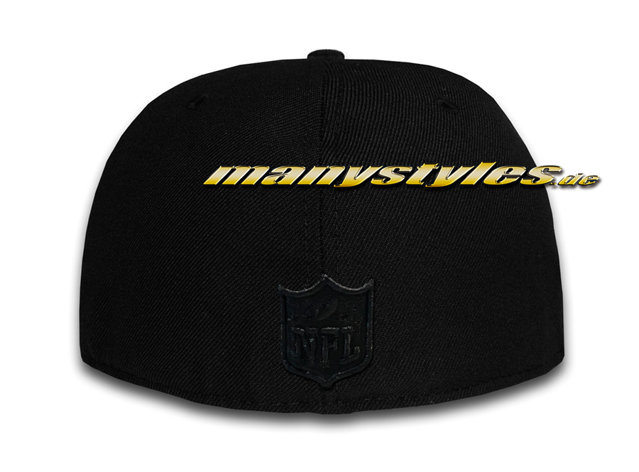 Las Vegas Raiders NFL 39THIRTY Curved Visor Cap Stretch Flex Fit Black on Black von New Era nflshieldlogo rückseite