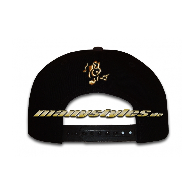 Unlicensed Music Note New Era 9FIFTY Snapback Cap Black Gold Metallic Backside
