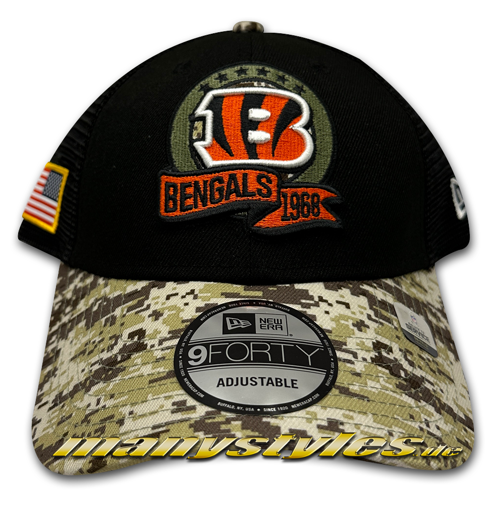 manystyles_new_era_cincinatti_bengals_nfl_salute2service_940_adjustable_cap_black_digital_desert_camouflage Cincinatti Bengals NFL 9FORTY Curved Visor adjustable Salute2Service Cap Digital Desert Camouflage OTC von New Era
