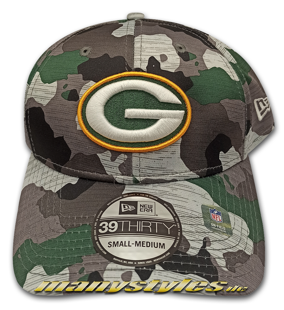 manystyles_greenbay_packers_training_camo_train_3930_team_color_camouflage_new_era_39thirty_curved_visor_green_grey_black_red_yellow_fronts Greenbay Packers NFL Train Camo 39THIRTY Cuved Visor Cap Green Grey White Yellow OTC von New Era