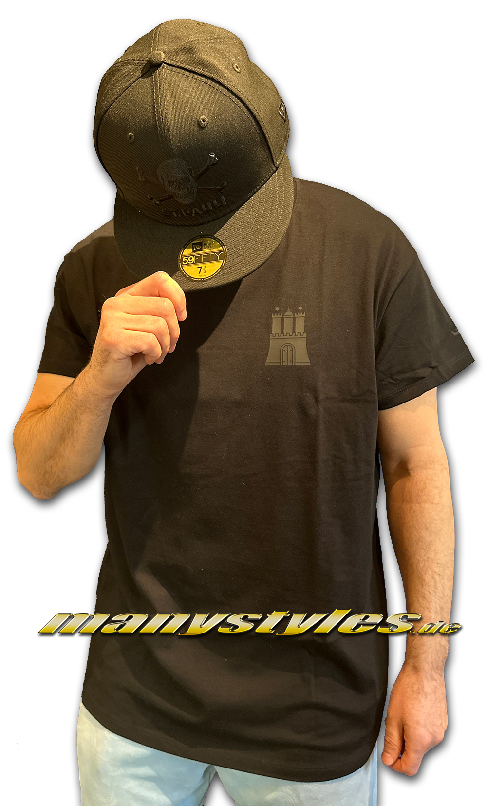 manystyles HH Hamburg exclusive T-Shirt Hammaburg Black on Black