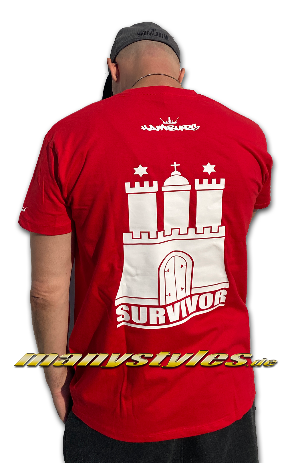 manystylws imperial HH Hammaburg Hamburg Survivor exclusive T-Shirt in Fire Red White von Sol Backview