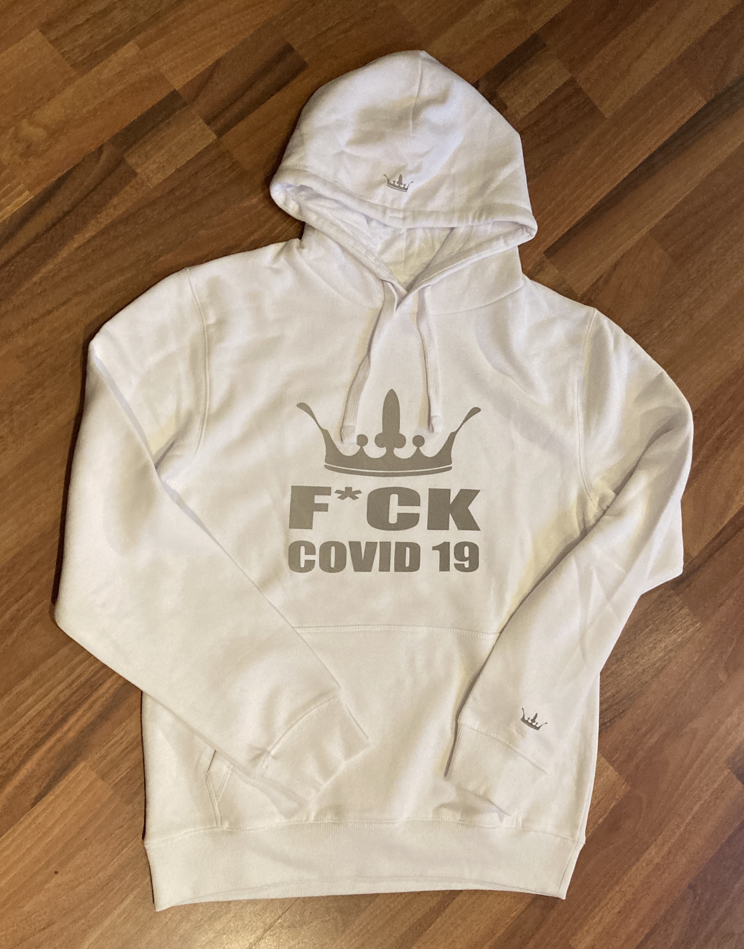 Fuck Covid19 manystyles Crown Hamburg exclusive Hooded Sweatshirt mit Kapuze in Bright White 3M