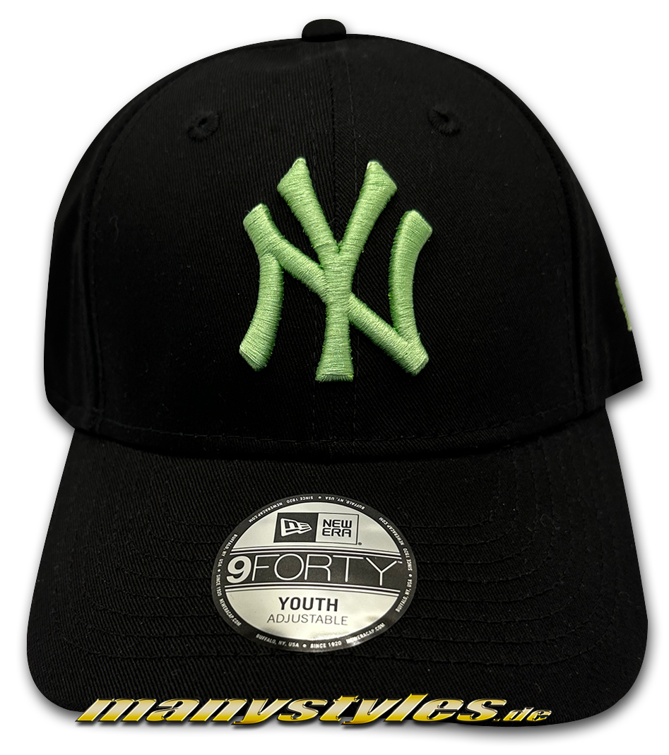 manystyles_new_era_ny_yankees_mlb_9orfty_curved_visor_adjustable_league_essential_cap_kids_youth__black_lime_pastel NY Yankees 9FORTY MLB Adjustable Cap Black Lime von New Era