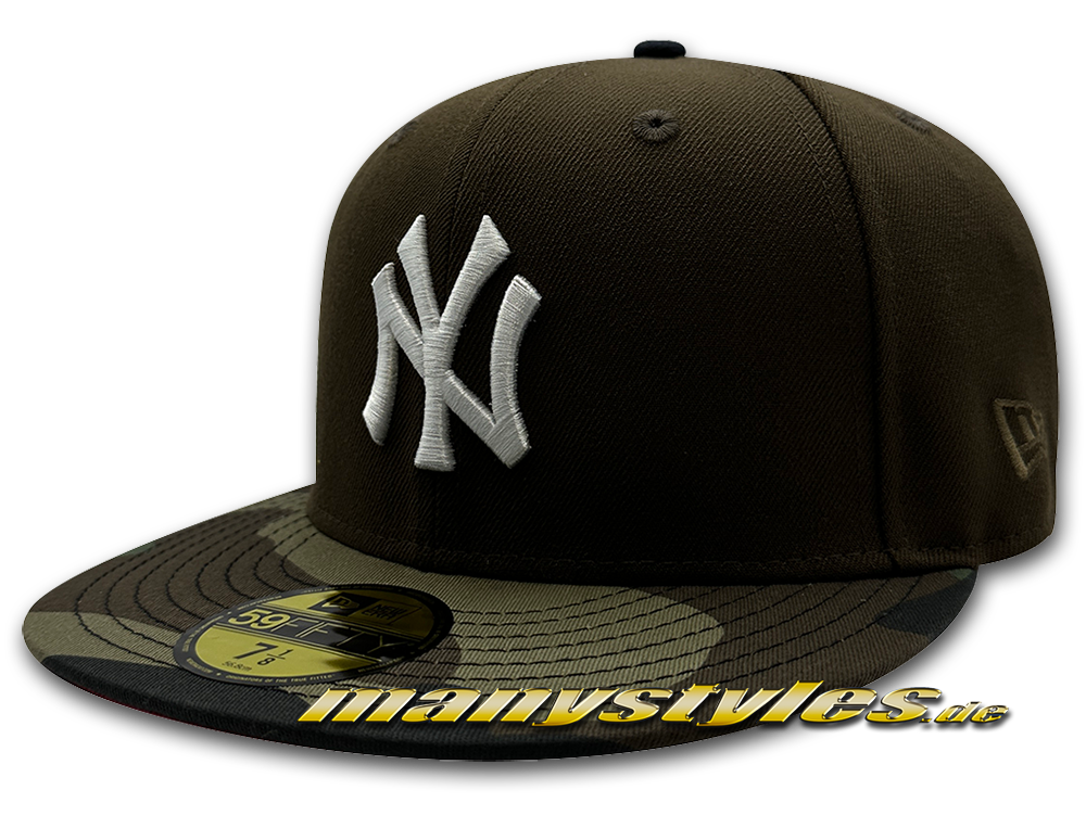 NY Yankees MLB HWC Cooperstown 1999 Worldseries Cap manystyles exclusive# Walnut Brown Woodland Camouflage 59FIFTY Fitted Caps von New Era Real Front