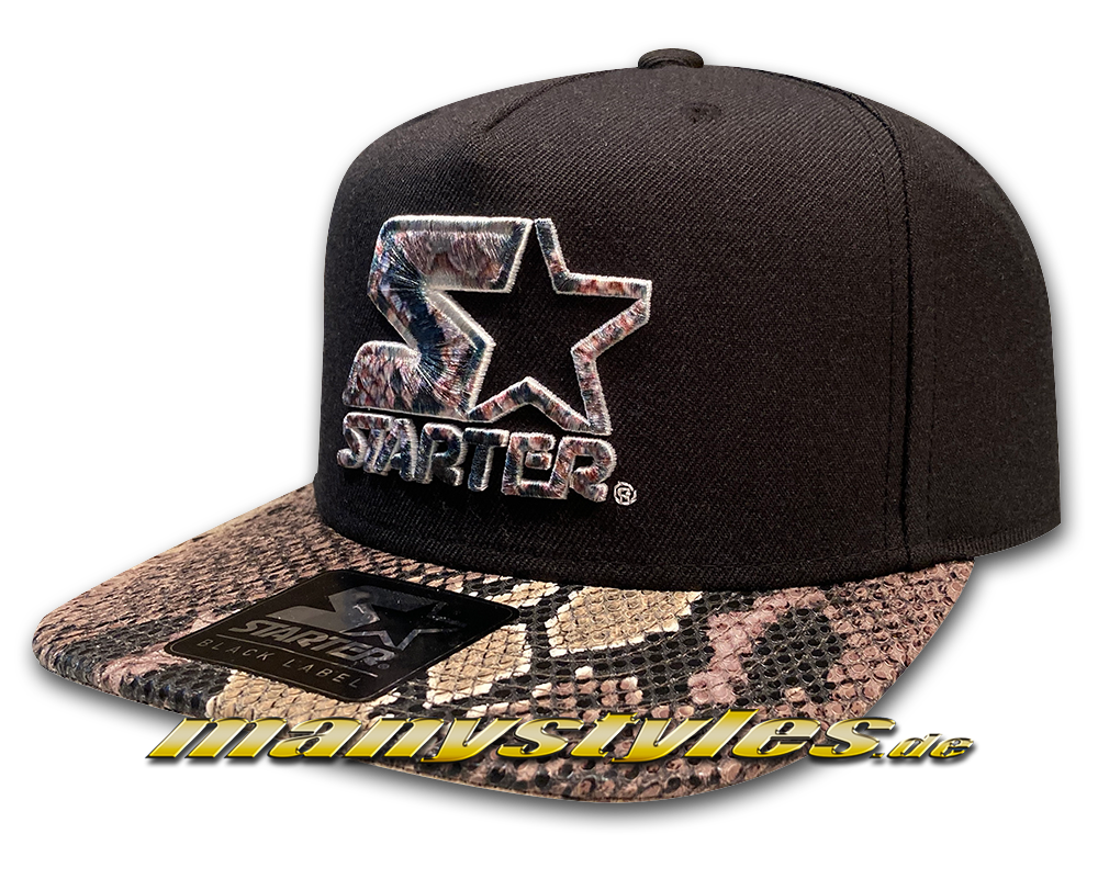 starter_snapback_cap_snake_black_brown Starter Black Label Snapback Cap Snake Black Brown