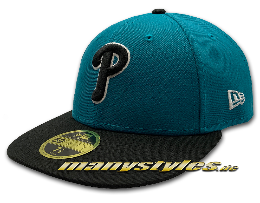 manystyles_exclusive_new_era_philladelphia_phillies_mlb_59fifty_lp5950_cap_aqua_black_white Philadelphia Phillies 59FIFTY MLB LowPro LowProfile Cap in Aqua Black White von New Era Front