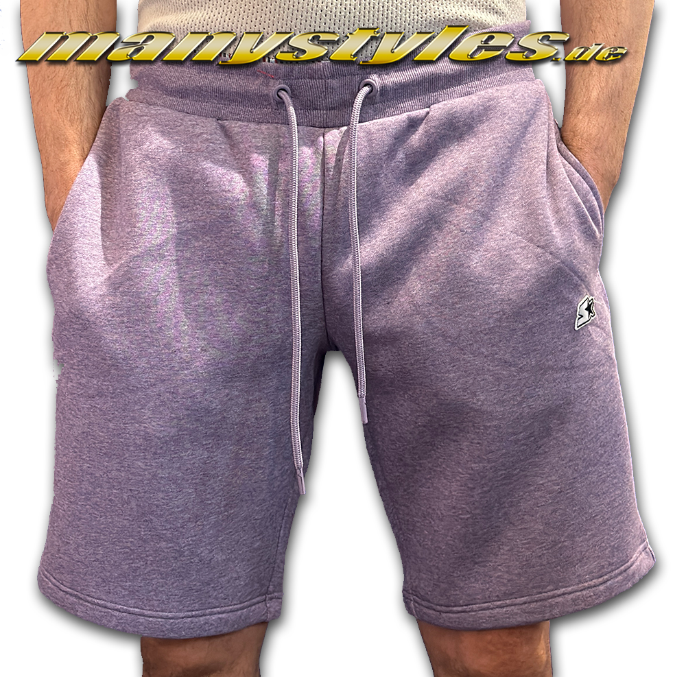 Starter Sweatshirt Fleece Suit Shorts Purple Melange Heather