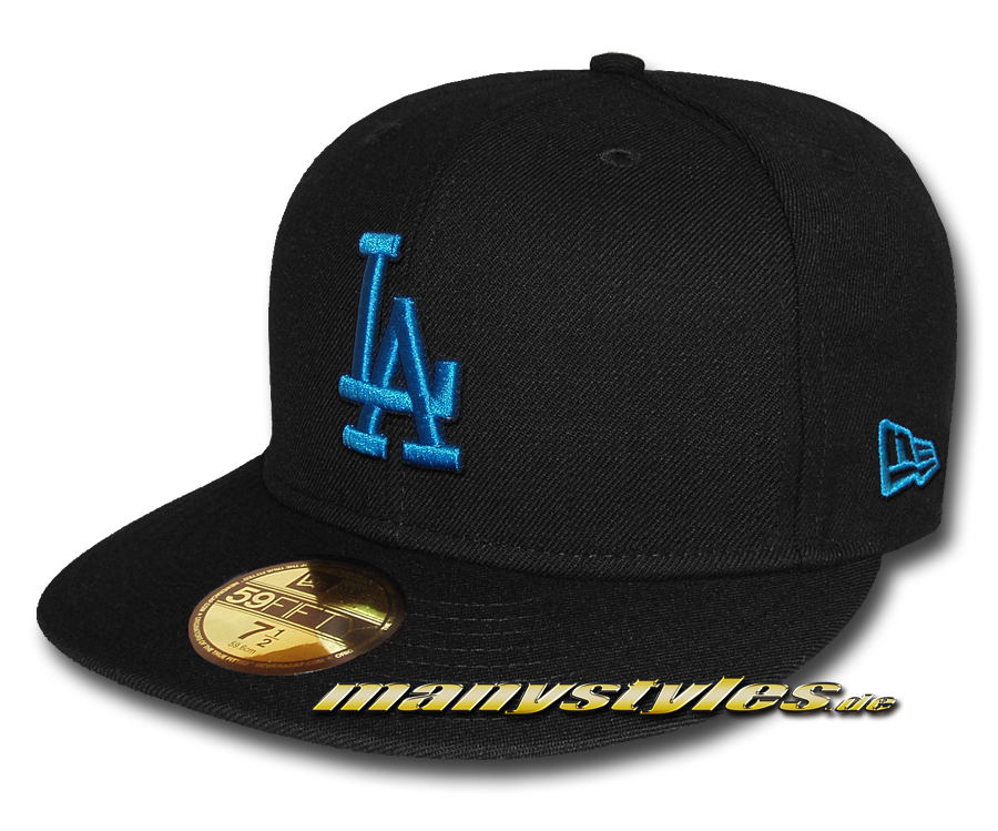 manystyles_new_era_la_dodgers_mlb_9fifty_snapback_cap_league_essential_black_raw_blue_front LA Dodgers MLB 59FIFTY Tonal League Essential Cap Black Raw Blue von New Era