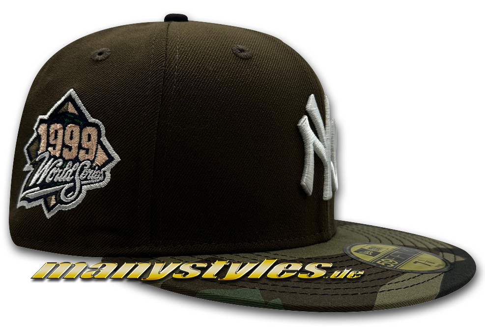 NY Yankees MLB HWC Cooperstown 1999 Worldseries Cap manystyles exclusive# Walnut Brown Woodland Camouflage 59FIFTY Fitted Caps von New Era Real