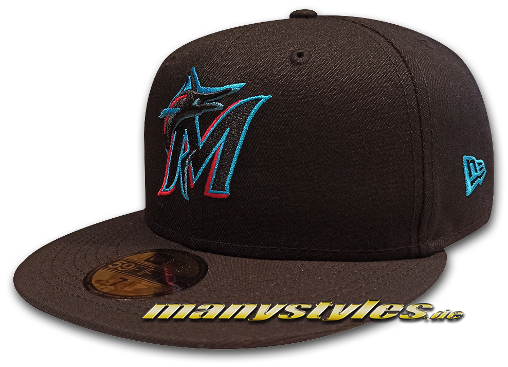 Miami Marlins MLB 59FIFTY Team Structure Authentic Performance Cap Game in Black von New Era 