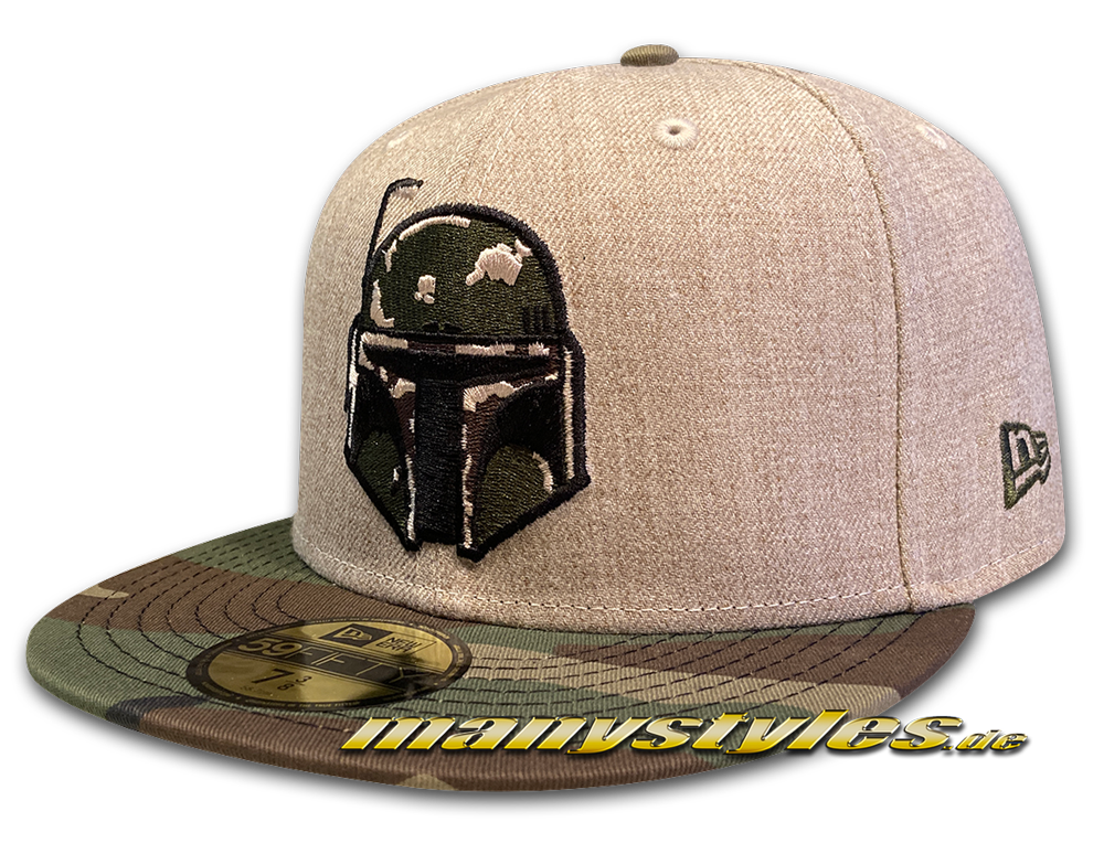 Star Wars Licensed Disney 59FIFTY Fitted The Mandalorian Boba Fett Exclusive Cap in Oatmeal Heather Woodland Camouflage von New Era