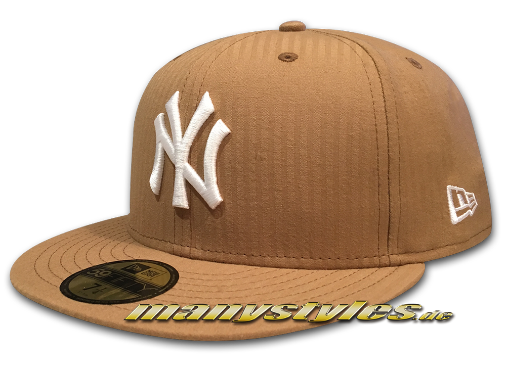 NY Yankees 59FIFTY MLB Seersucker Cap Khaki White von New Era