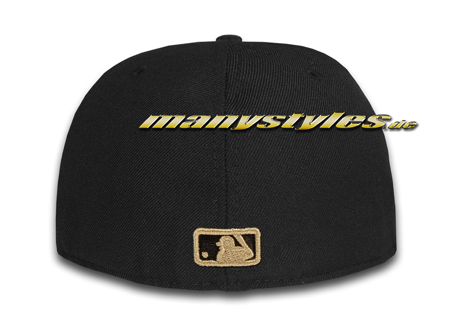 NY YANKEES MLB Basic Flawless Cap Black Gold Metallic 59FIFTY Fitted New Era Cap p Skizze Backview MLBLogo