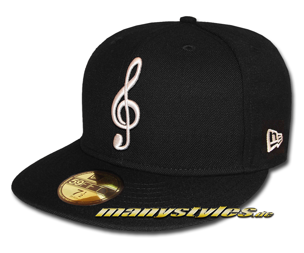 manystyles_de_exclusive_music_note_new_era_599fifty_fitted_cap_black_white New Era 59FIFTY Unlicensed manystyles The Music Note exclusive Cap in Black White