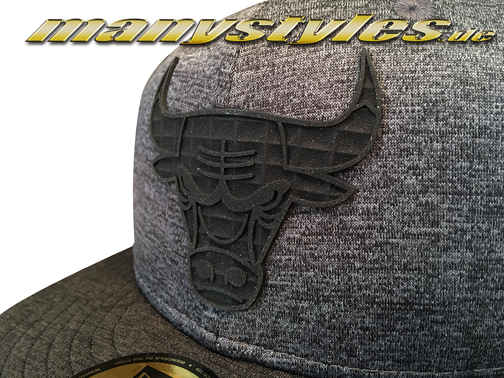 Chicago Bulls NBA 59FIFTY Cap Concrete Jersey Graphite Heather Black von New Era front view
