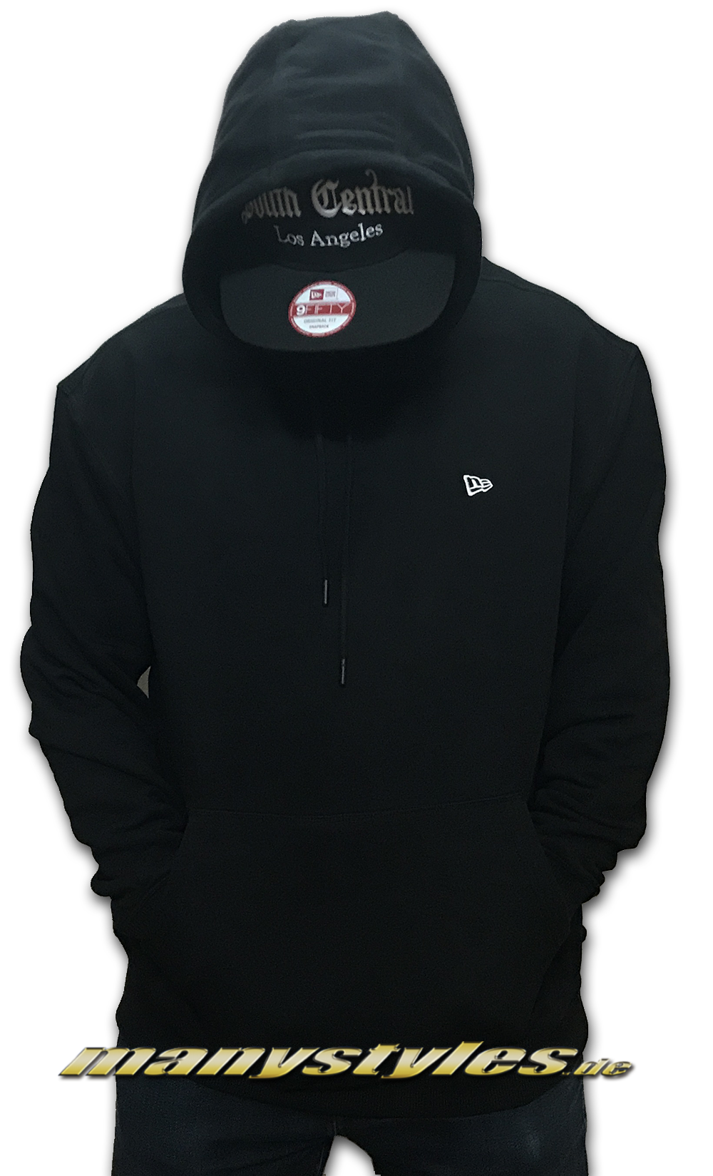 New Era Essential Oversized Hooded Black White 