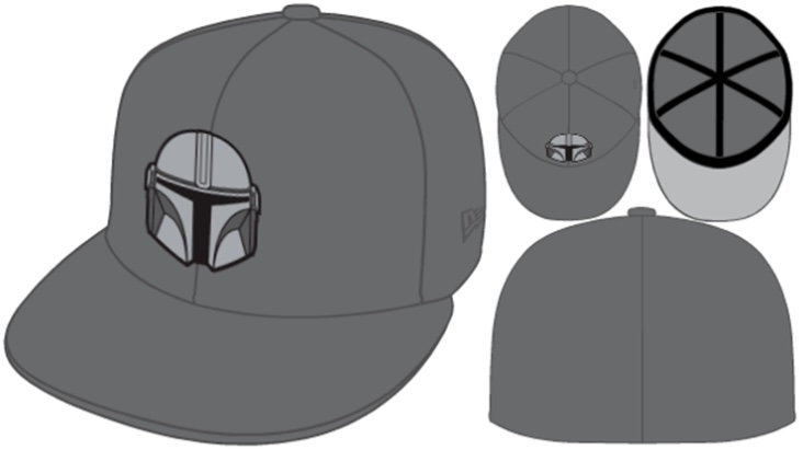 Star Wars Licensed Disney 59FIFTY Fitted exclusive Cap The Mandalorian Helmet Logo Grey Silver Grey von New Era