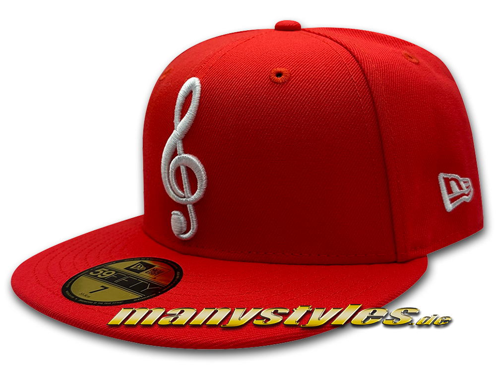 manystyles_new_era_music_note_exclusive_59fifty_cap_lava_red_white New Era Unlicensed 59FIFTY Fitted Cap Music Note Cap Lava Red Bright White exclusive Real