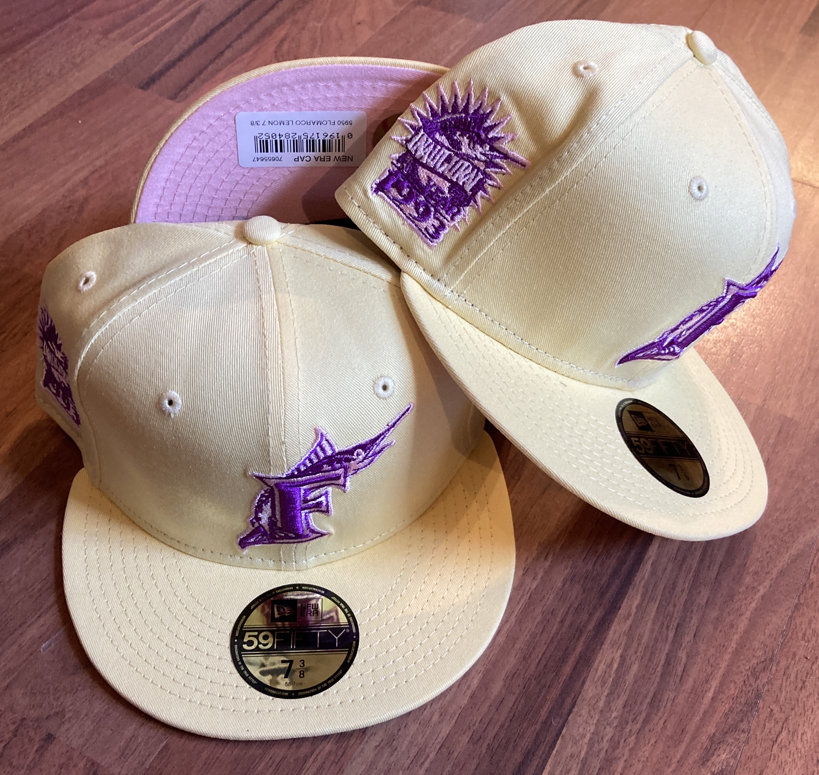 IMG_0796 Florida Marlins MLB 59FIFTY manyStyles 1993 inaugual Pastell exclusive Miami Vice Colorway Lemon Fluff Pink von NewEraUndervisorPin