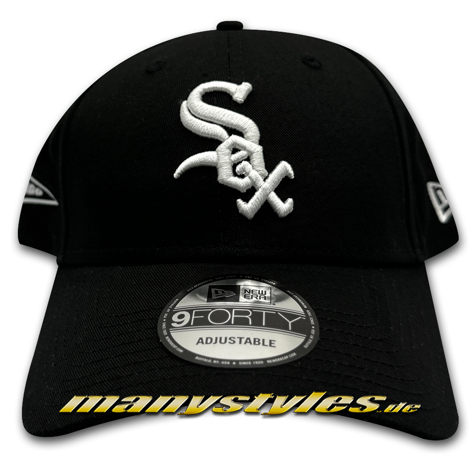 manystyles_new_era_chicago_white_sox_mlb_9forty_cap_team_side_patch_black_white_front Chicago White Sox MLB Team Side Patch Curved Visor Royal White von New Era