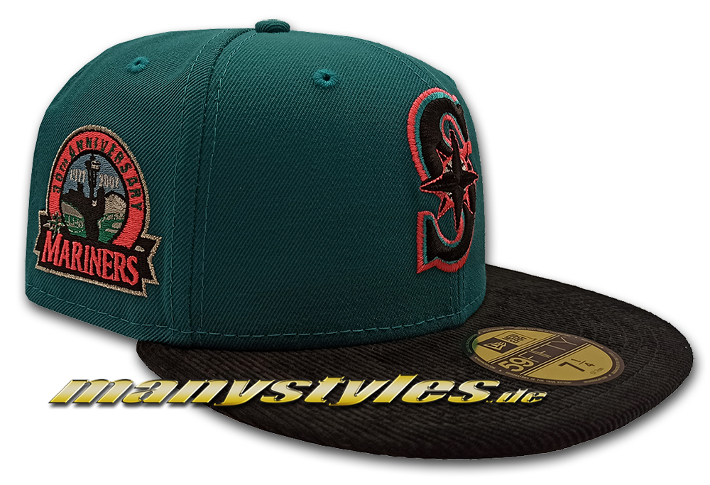 manystyles_seattle_mariners_mlb_exclusive_30th_anniversary_cooperstown_hardwood_classics_new_era_59fifty_fitted_cap_aqua_black_cord_pink_white_neon_alternate_patch_view Seattle Mariners MLB 59FIFTY exclusive 30 Years Anniversary Cap Black Cord Aqua Pink von New Era Real Alternate Patch View