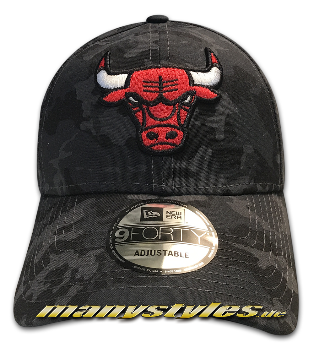 Chicago Bulls 9FORTY NBA The League Curved Visor Cap Charcoal Black Dark Camouflage von New Era