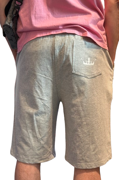 manystyles Crown exclusive Ltd Ed. Sweatshirt Fleece Suit Shorts Heather Grey Melange White Backview