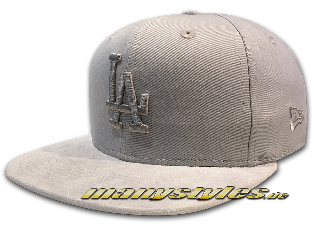 LA Dodgers MLB 9FIFTY OF Snapback Cap Tonal Suede Visor Grey von New Era Original Fit