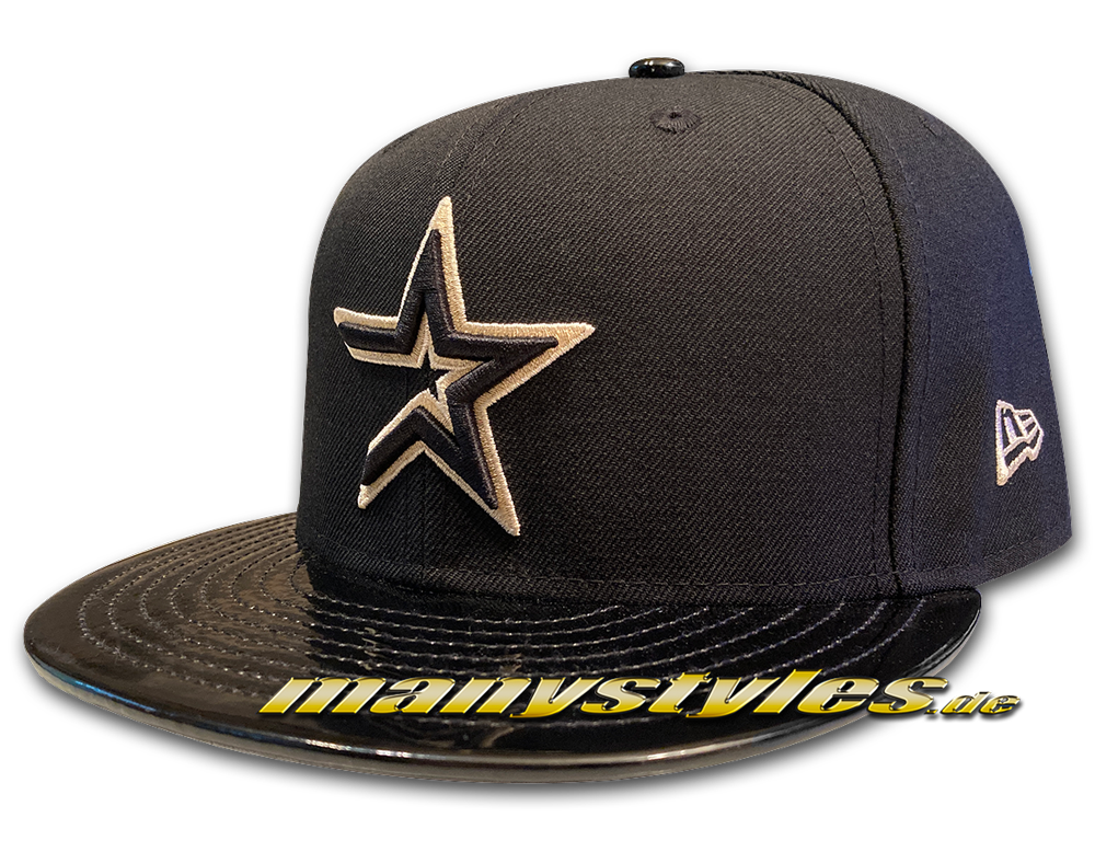 manystyles_de_new_era_houston_astros_mlb_pu_visor_cooperstown_exclusive_black_khaki_front Houston Astros MLB 59FIFTY PU Visor Classic Logo Cap Black Khaki von New Era