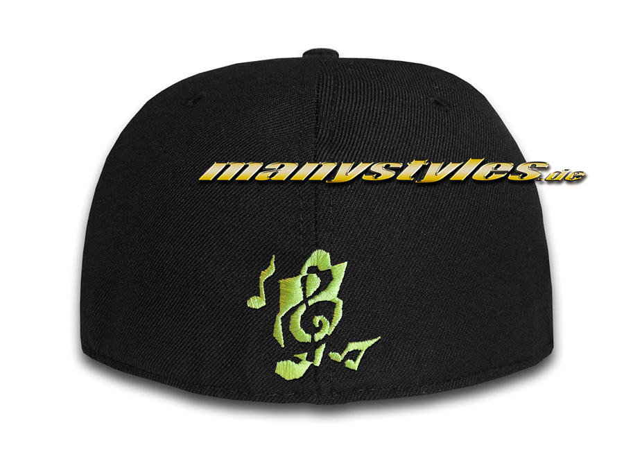 New Era 59FIFTY Unlicensed The Music Note exclusive Cap in Black Cybergreen Neon Color Rückseite explotedNote